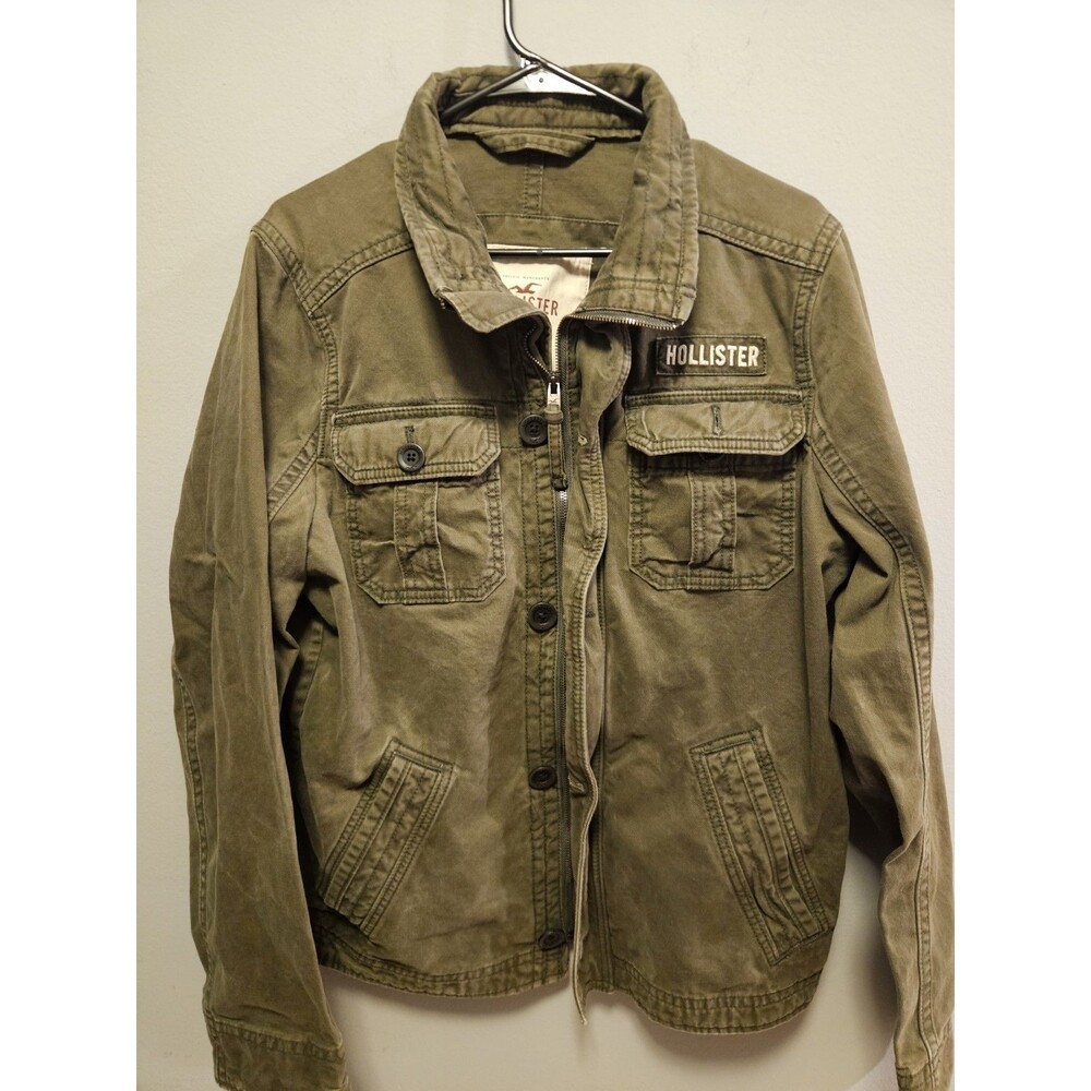 Hollister Military Field Jacket Men’s XL Olive Green Distressed Utility Cargo